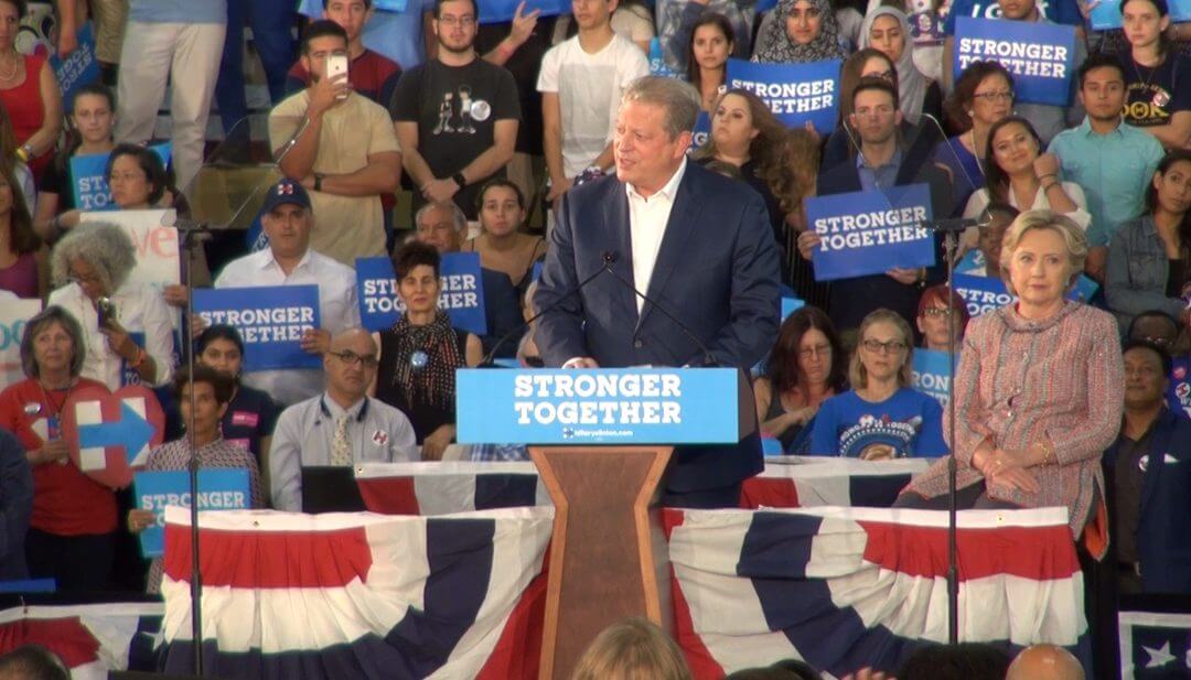 Gore and Clinton rally for climate change action in Florida