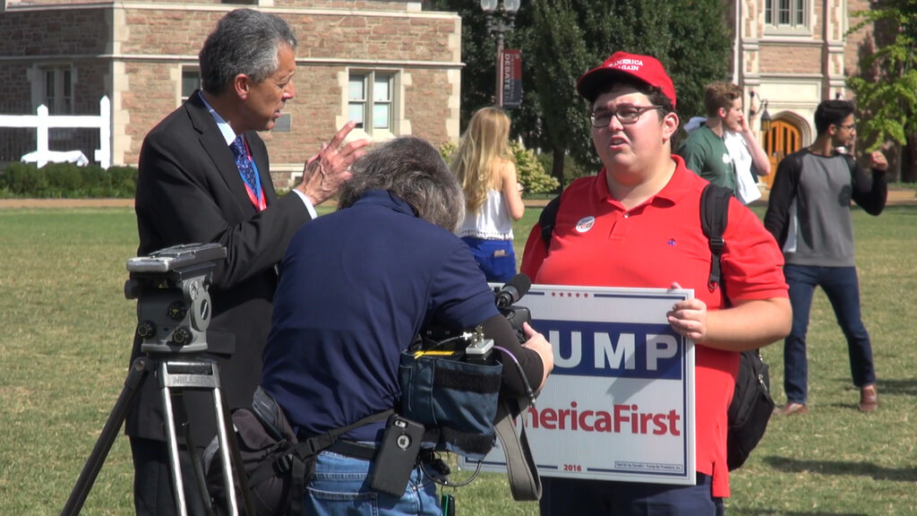 College Republicans clash with Trump supporters before Washington University debate