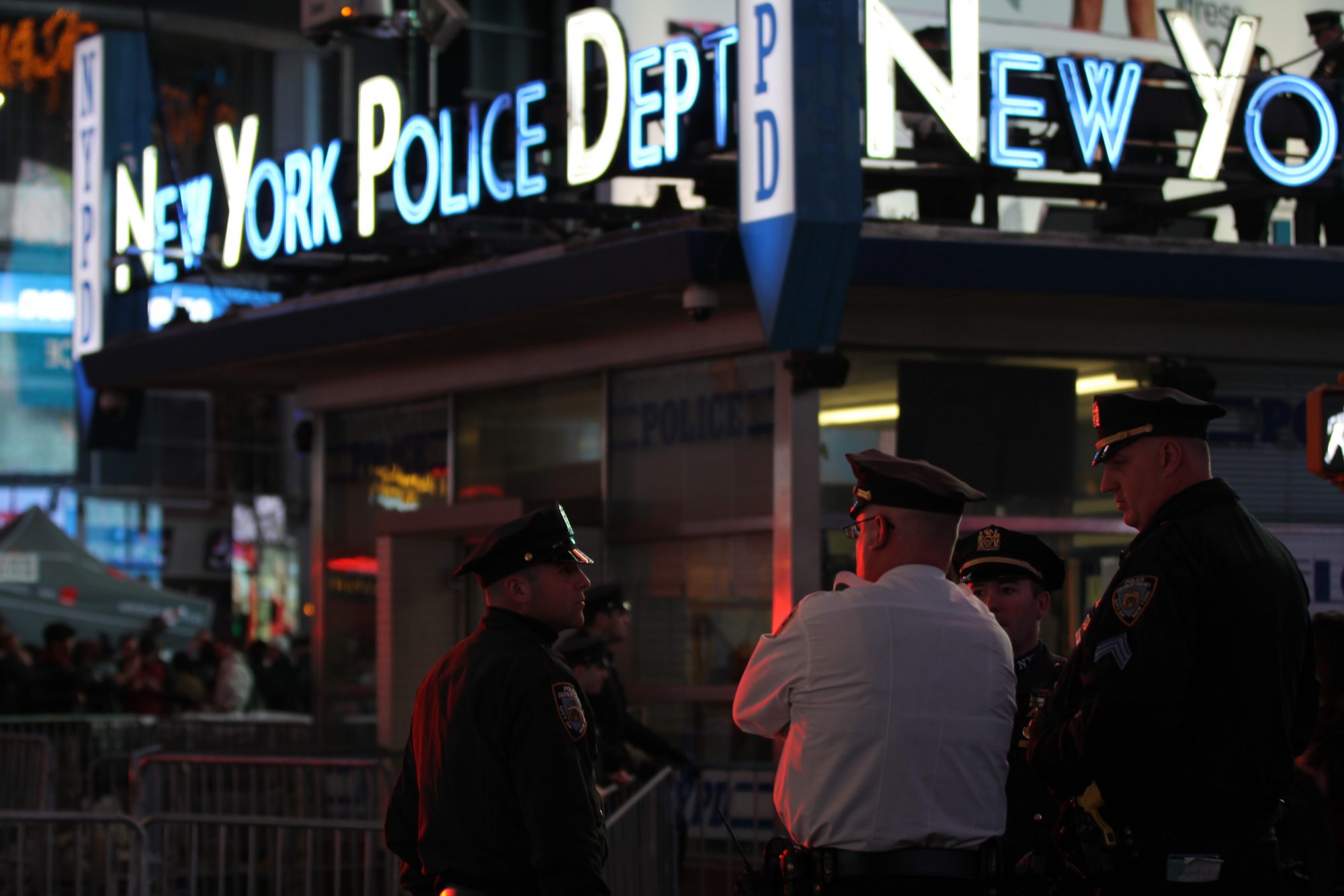 New York Police Department officers line the streets to keep the peace and control foot traffic. (Rishika Dugyala/MNS)