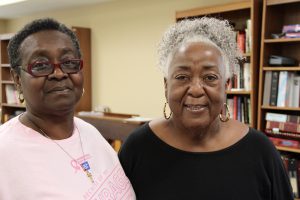 Katherine Womack, 74 (left) and Jean Caldwell, 67 (right)  “My father taught me the importance of voting, and I tried to instill that in my children and grandchildren, and great grandchild once he can vote,” Womack said. “I never thought we’d get to vote for a black president so once that happened, I thought anything could happen.  “The more I learn about her and what her record is and what she stands for, the more excited I am about her,” Caldwell said. “Her composure is incredible. I think having her as president will help women in this country be more respected and maybe get equal pay.”