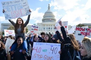 Students chanted "No more silence. End gun violence," protesting outside the Capitol. (Rhytha Zahid Hejaze/MNS)