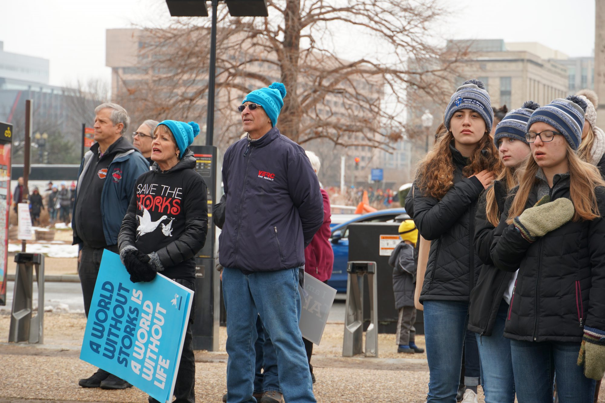 People said the Pledge of Allegiance and sang the National Anthem at the rally before the March for Life. (Ester Wells/MNS)