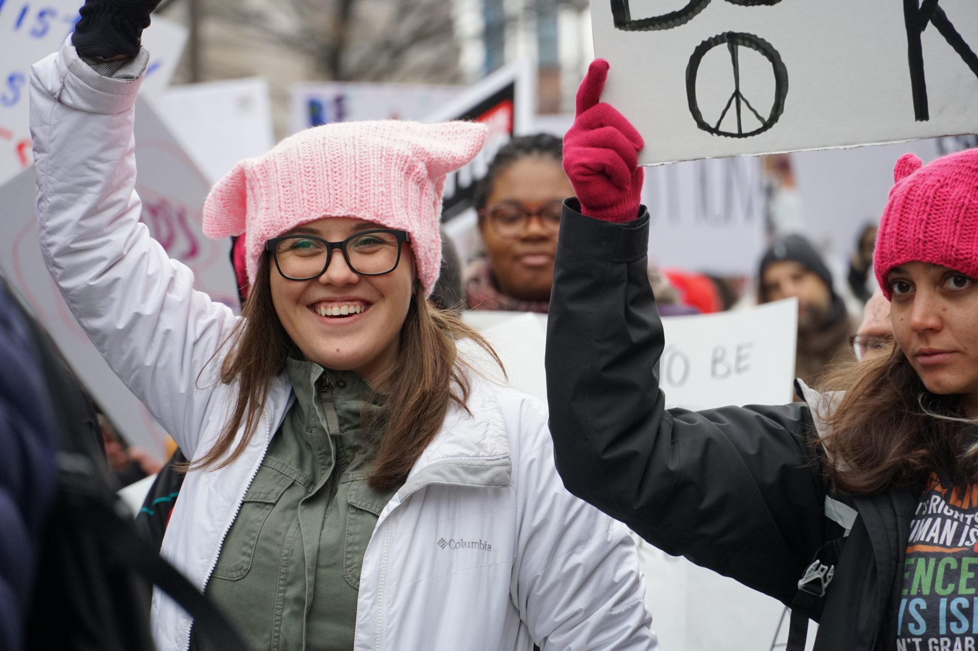Women walked to and from Freedom Plaza at the Women's March. (Ester Wells/MNS)