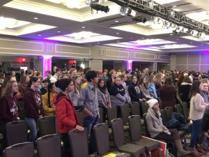 Students from around the country gathered for the March for Life youth rally. Many will be at tomorrow’s March for Life, which begins at 1 p.m. and finishes at the Supreme Court and Capitol buildings. (Henry Erlandson/MNS)