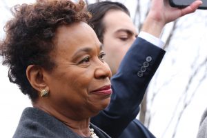 Rep. Barbara Lee, D-Calif., was one of many cosponsors in attendance at the Green New Deal press conference Thursday. (Dan Rosenzweig-Ziff/MNS)