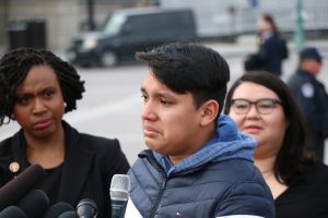 Jefferson Arpi, whose father Manuel Arpi is currently being held by ICE: “If he goes, my future goes. If he’s deported, my future is being deported.” (Cameron Peters/MNS)