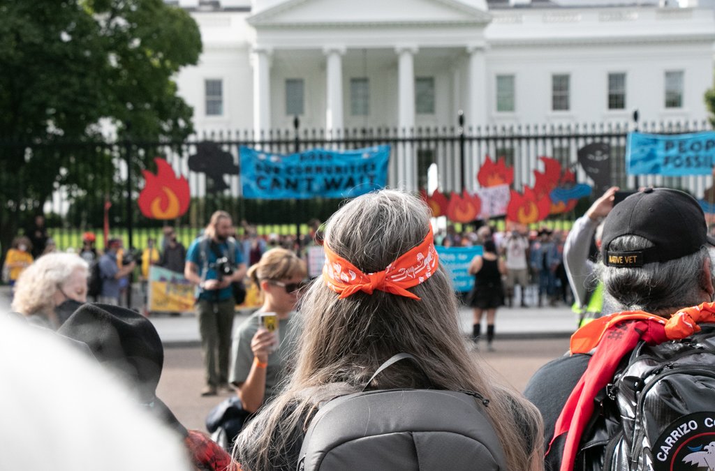 Indigenous-led climate activists protest outside White House
