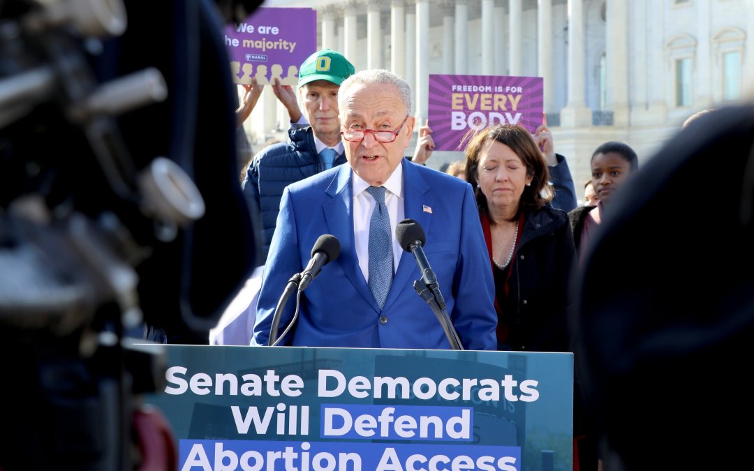 Democratic senators speak alongside abortion rights advocates on seven-month anniversary of Dobbs vs. Jackson