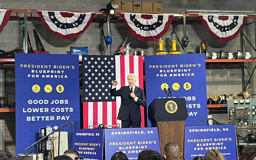 Biden touts economic progress in address to union workers, blasts the Fair Tax Act