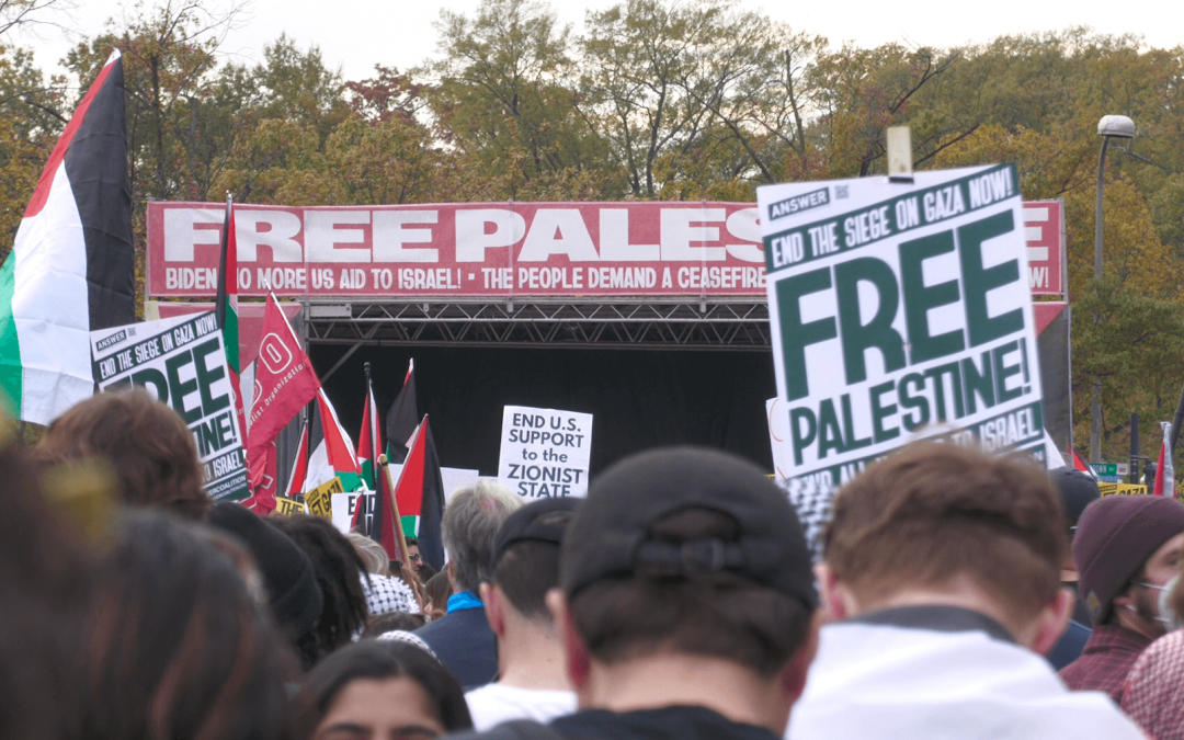 Video: More than 100,000 march in Washington in support of Palestinians in Gaza