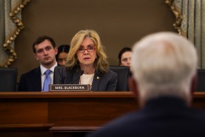 Subcommittee Chair Sen. Marsha Blackburn, R-Tenn. who sponsored the Main Event Ticketing Act, questioned the witnesses on how to fix pricing issues for fans. (Cayla Labgold-Carroll/MNS)