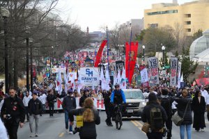 Marchers, by the thousands, filled the street on Friday. (Ben Shapiro/MNS)