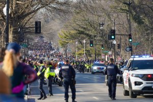 Over a thousand people walked with and behind the monks. (Cayla Labgold-Carroll/MNS)