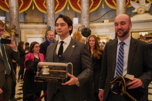 George Washington’s gavel was displayed by Speaker Mike Johnson during the State of the Union address. (Cayla Labgold-Carroll/MNS)