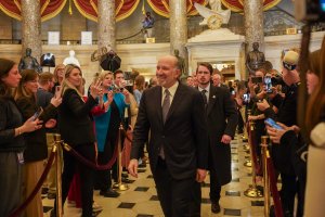 CLC06807Secretary of Commerce Howard Lutnick entering the House chamber. (Cayla Labgold-Carroll/MNS)