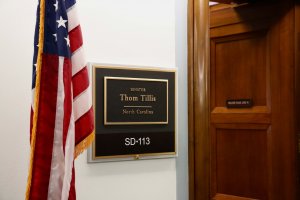 The office of Sen. Thom Tillis, R-N.C., was among those visited by Free DC members seeking to voice opposition to the joint resolution. (André Hiroki/MNS)