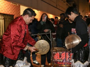 Drummers played fast beats for the entire duration of “Midnight Madness.” (Melody Xu/Medill News Service)