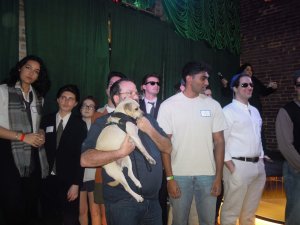 Lookalikes waited eagerly for the organizers to announce JFK Jr.’s doppelganger. (Anisha Iqbal/MNS)