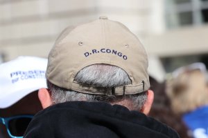 Some protesters wore hats stitched with the name of the country they worked in. (Sarah Han/MNS)